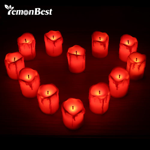 12pcs Flameless LED Candle Light Tea Lights Smokeless valentines day